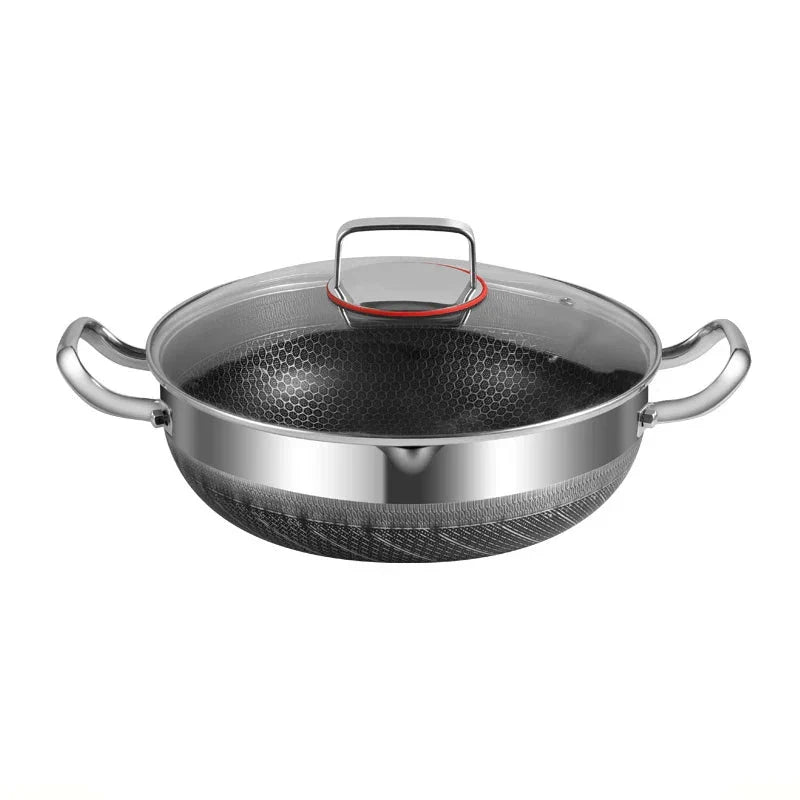 28cm Non-Stick Honeycomb Frying Pan with Glass Lid