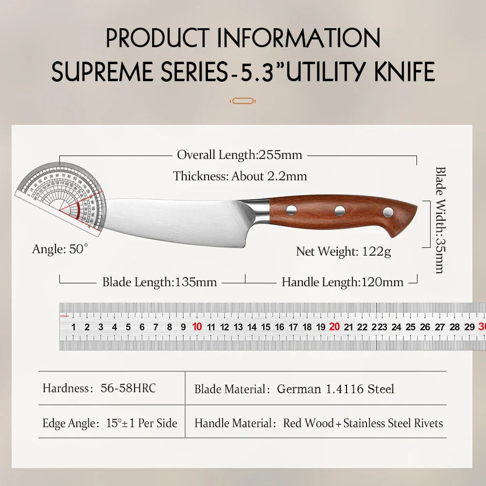 OBA Steel Utility Knife – 5.3 Inch, Brown knives for SueChef kitchenware