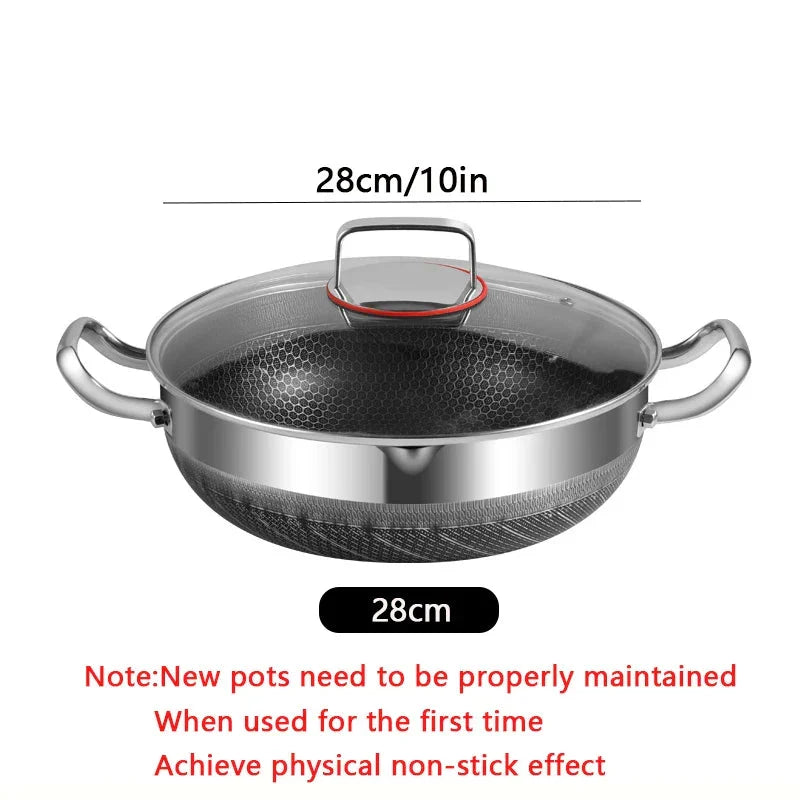 28cm Non-Stick Honeycomb Frying Pan with Glass Lid