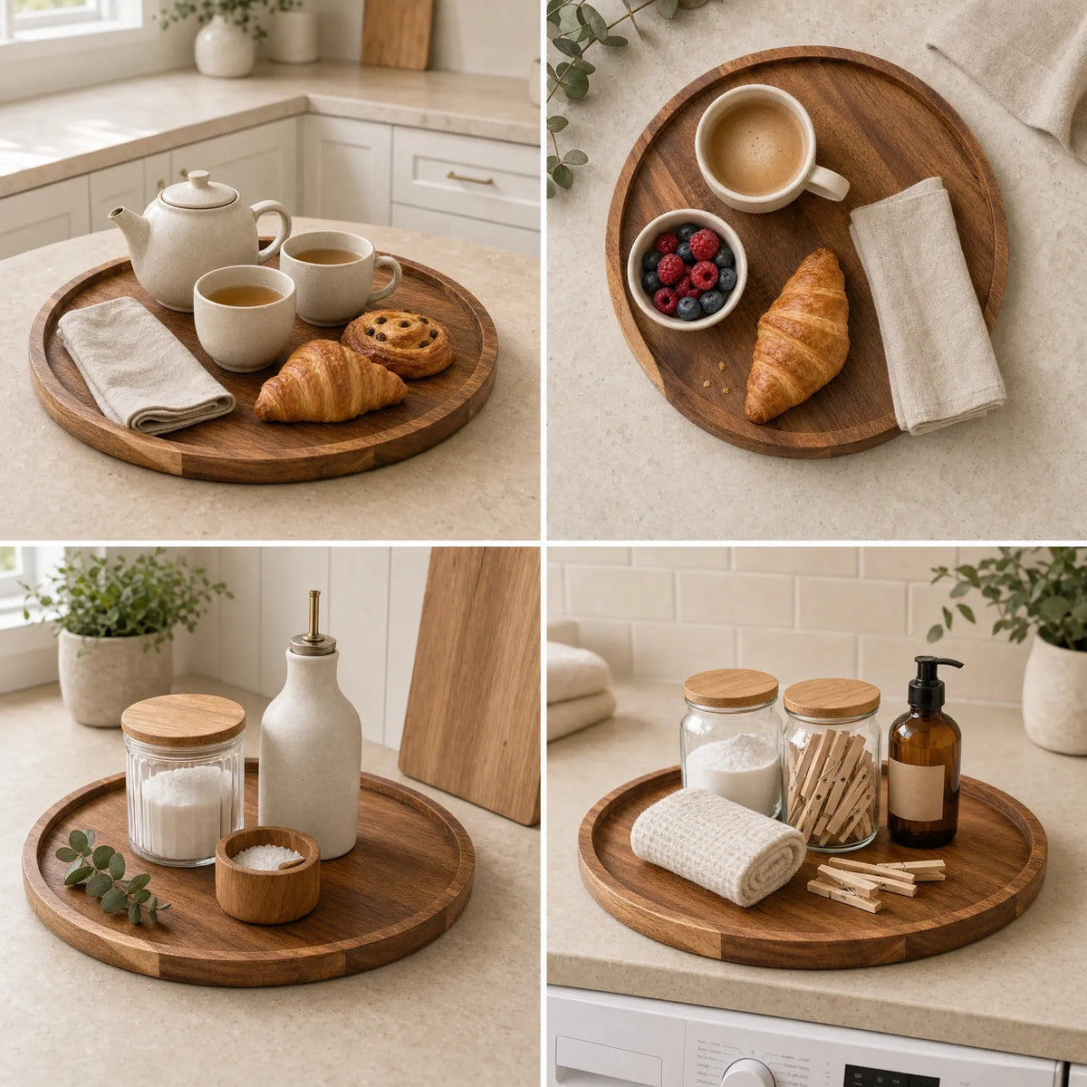 Acacia Wood Round Serving Tray serving trays for SueChef kitchenware