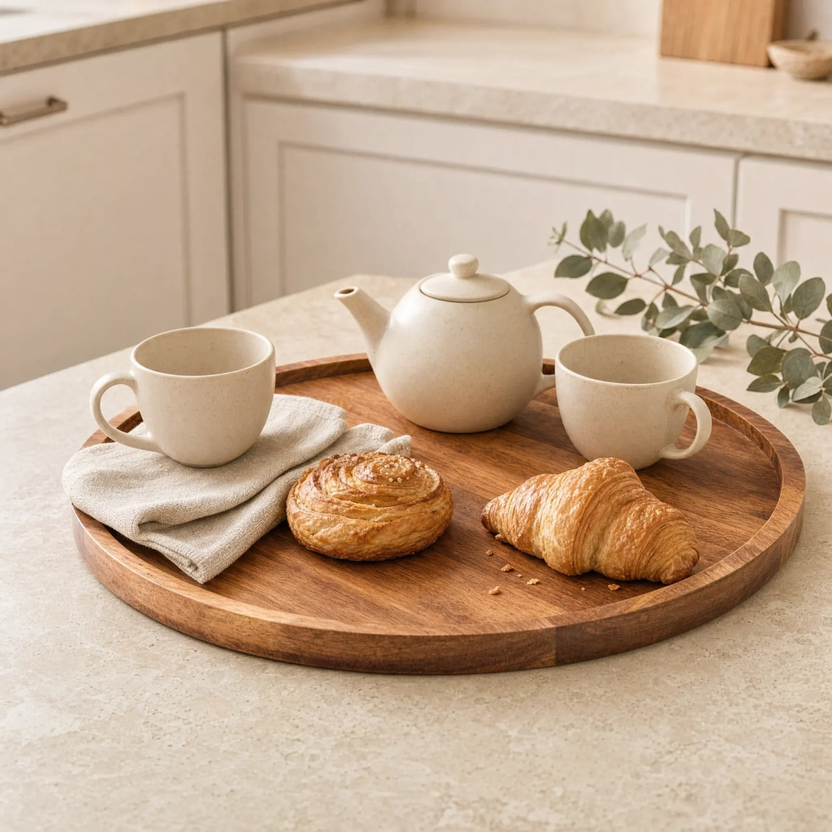 Acacia Wood Round Serving Tray serving trays for SueChef kitchenware