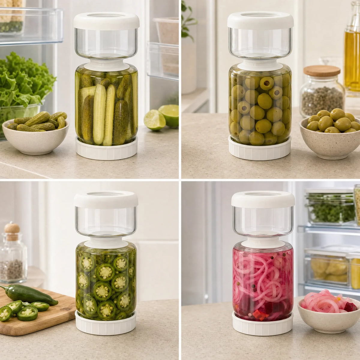 Glass Pickle Jar with Strainer