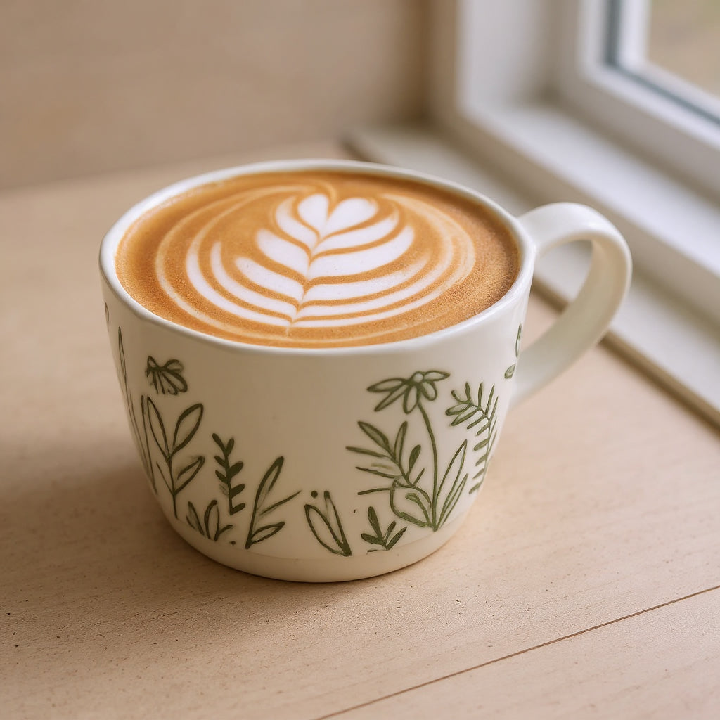 SueChef product image for Botanical Stoneware Mug – Hand-Painted Design