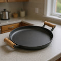 SueChef product image for Cast Iron Sizzle Pan with Wooden Handle – 35cm