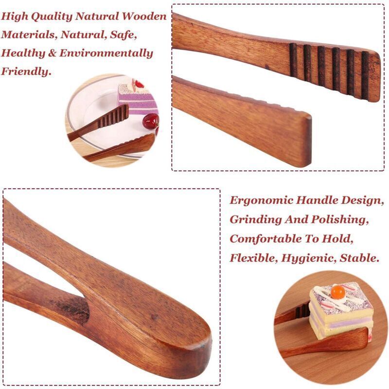 Bamboo Toaster Tongs – 26.5cm kitchen tongs for SueChef kitchenware