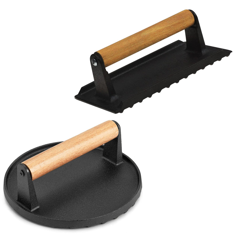 Cast Iron Grill & Burger Press Set bbq tools for SueChef kitchenware