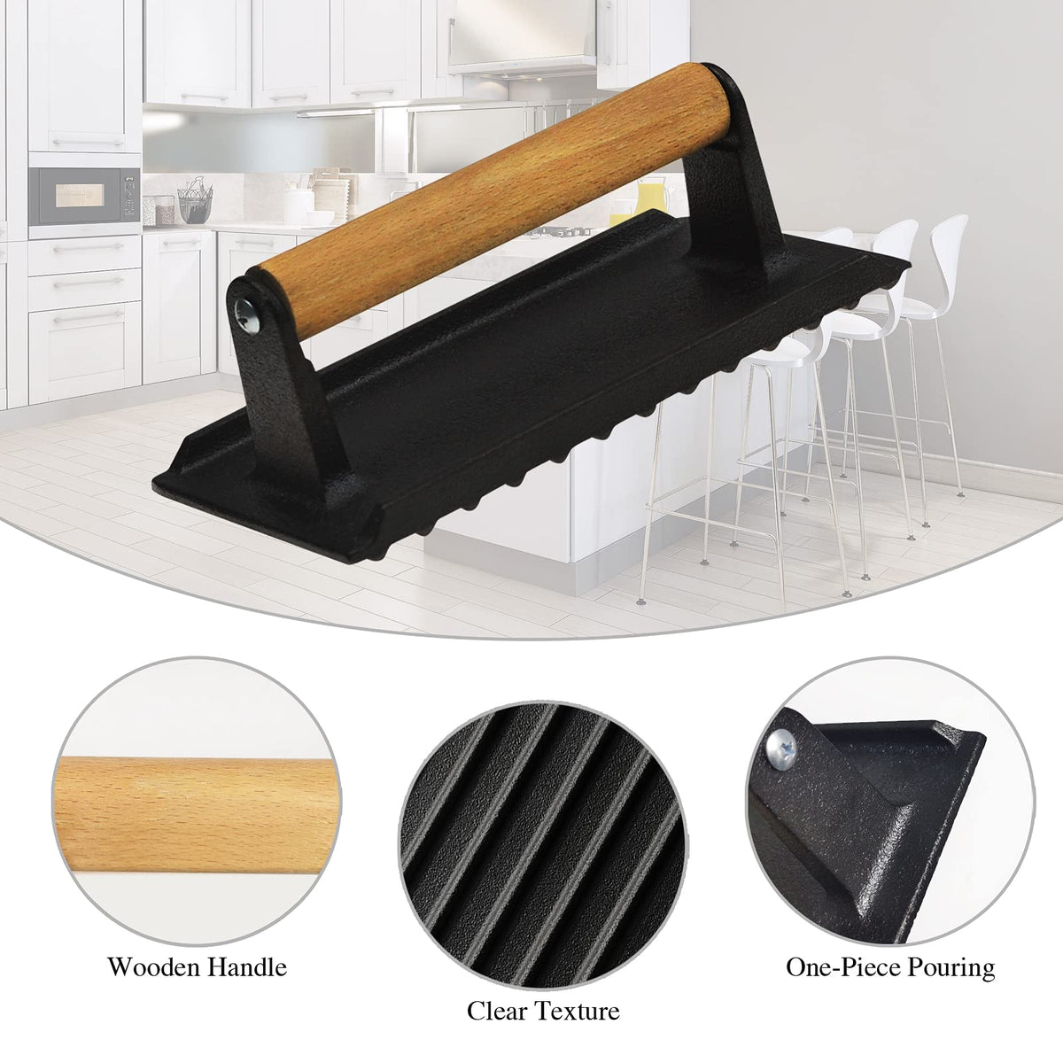 Cast Iron Grill & Burger Press Set bbq tools for SueChef kitchenware
