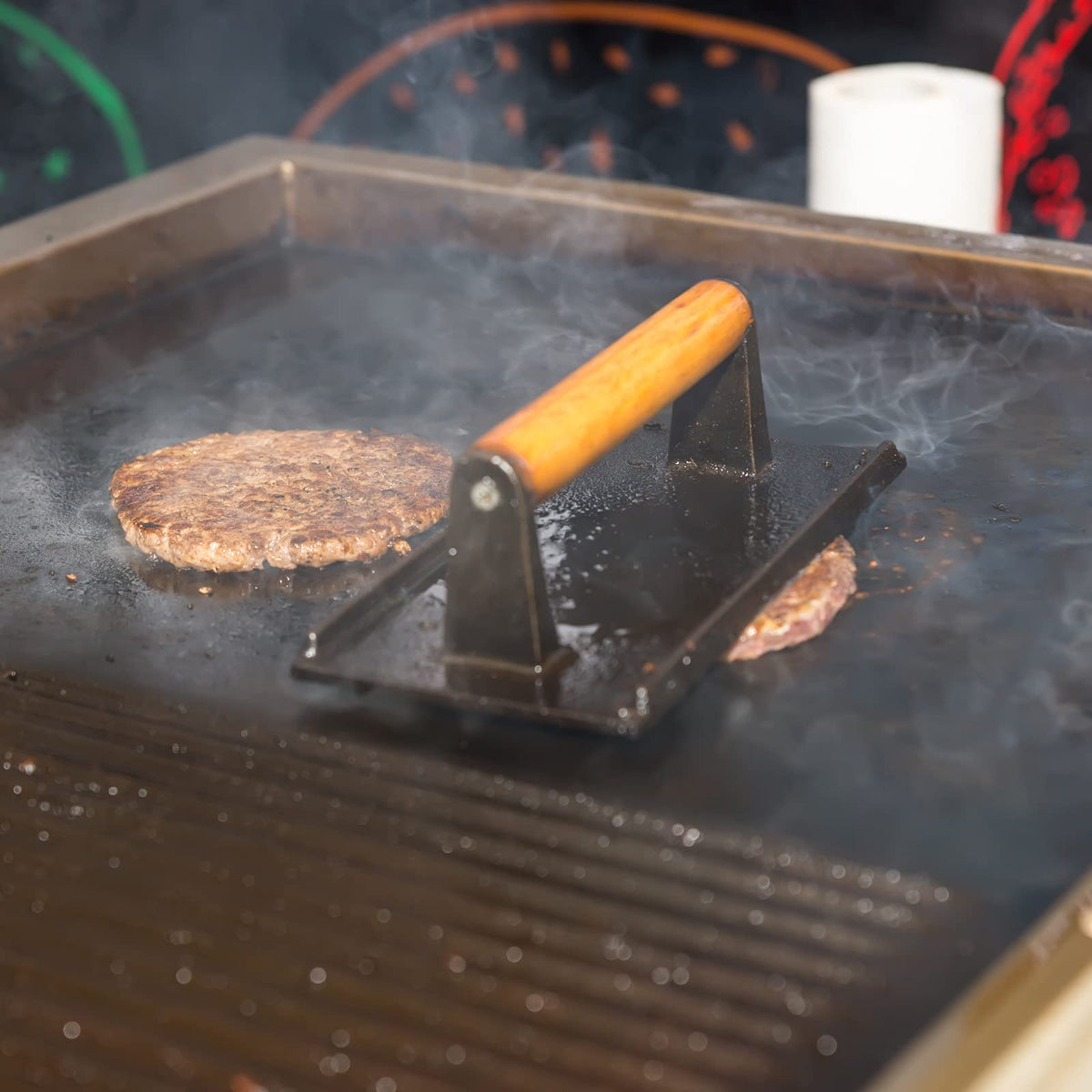 Cast Iron Grill & Burger Press Set bbq tools for SueChef kitchenware