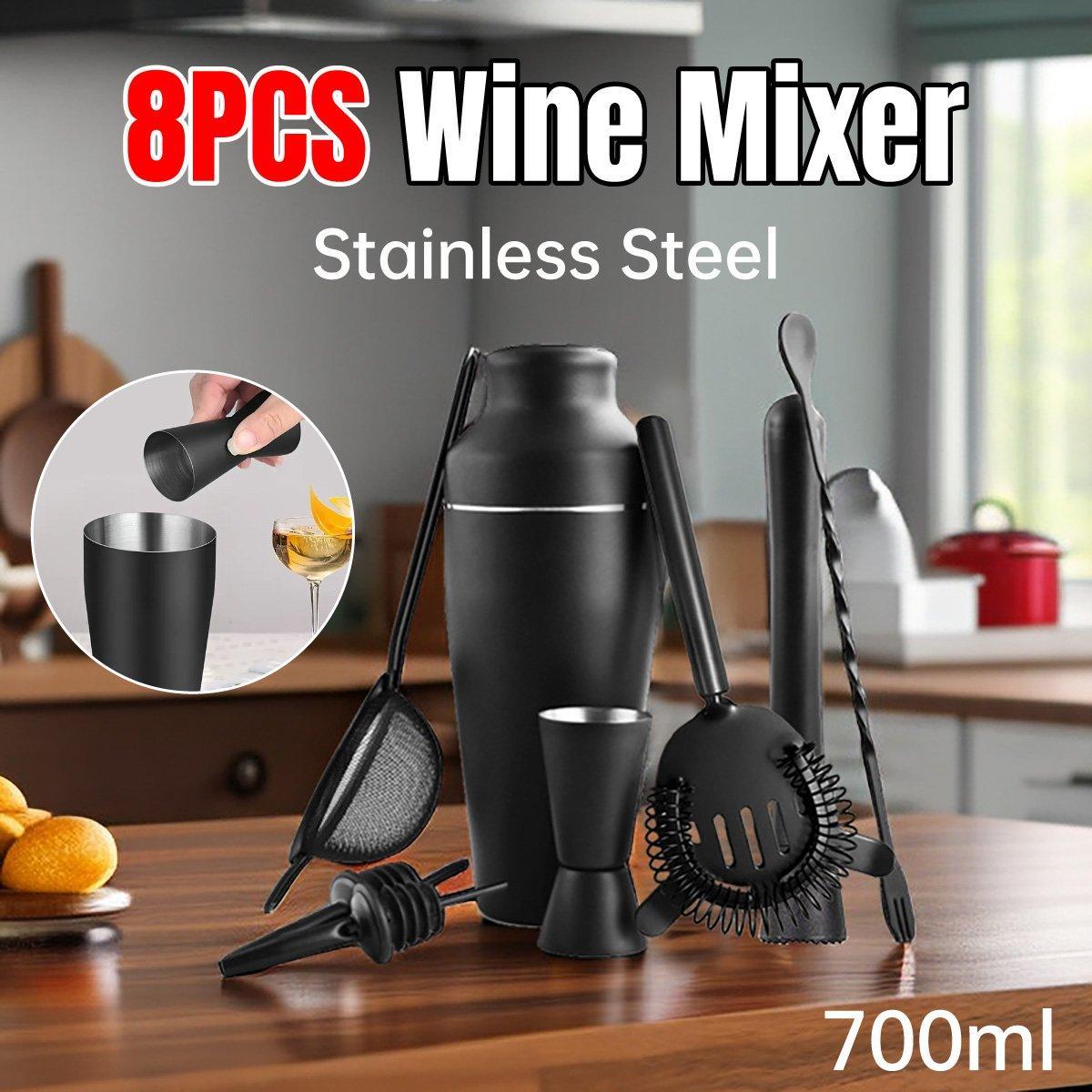 Stainless Steel Cocktail Shaker Set – 8 Piece, 700ml