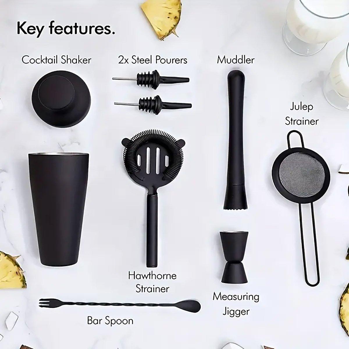 Stainless Steel Cocktail Shaker Set – 8 Piece, 700ml