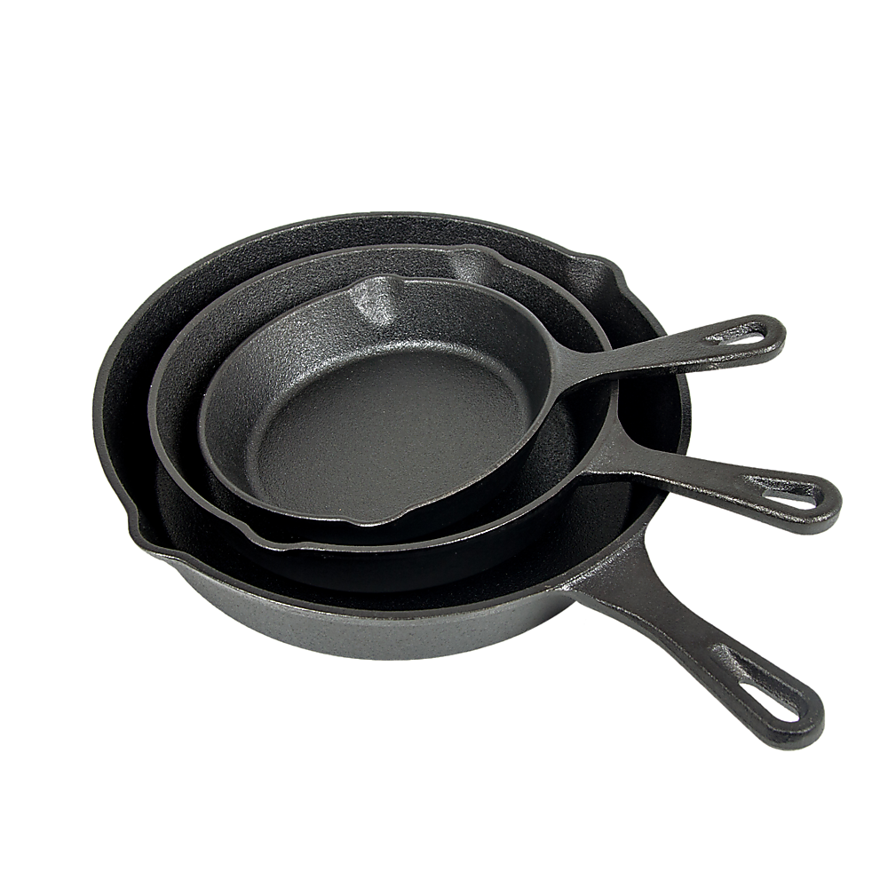NNEDSZ Pre Seasoned Cast Iron Skillet Fry Pan Set 3 Pcs Frying Pan Set-0