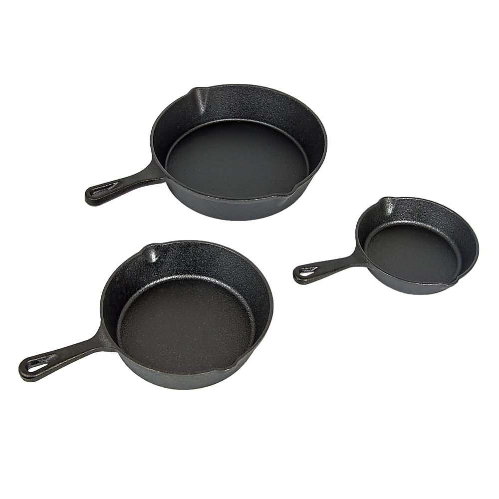 NNEDSZ Pre Seasoned Cast Iron Skillet Fry Pan Set 3 Pcs Frying Pan Set-3