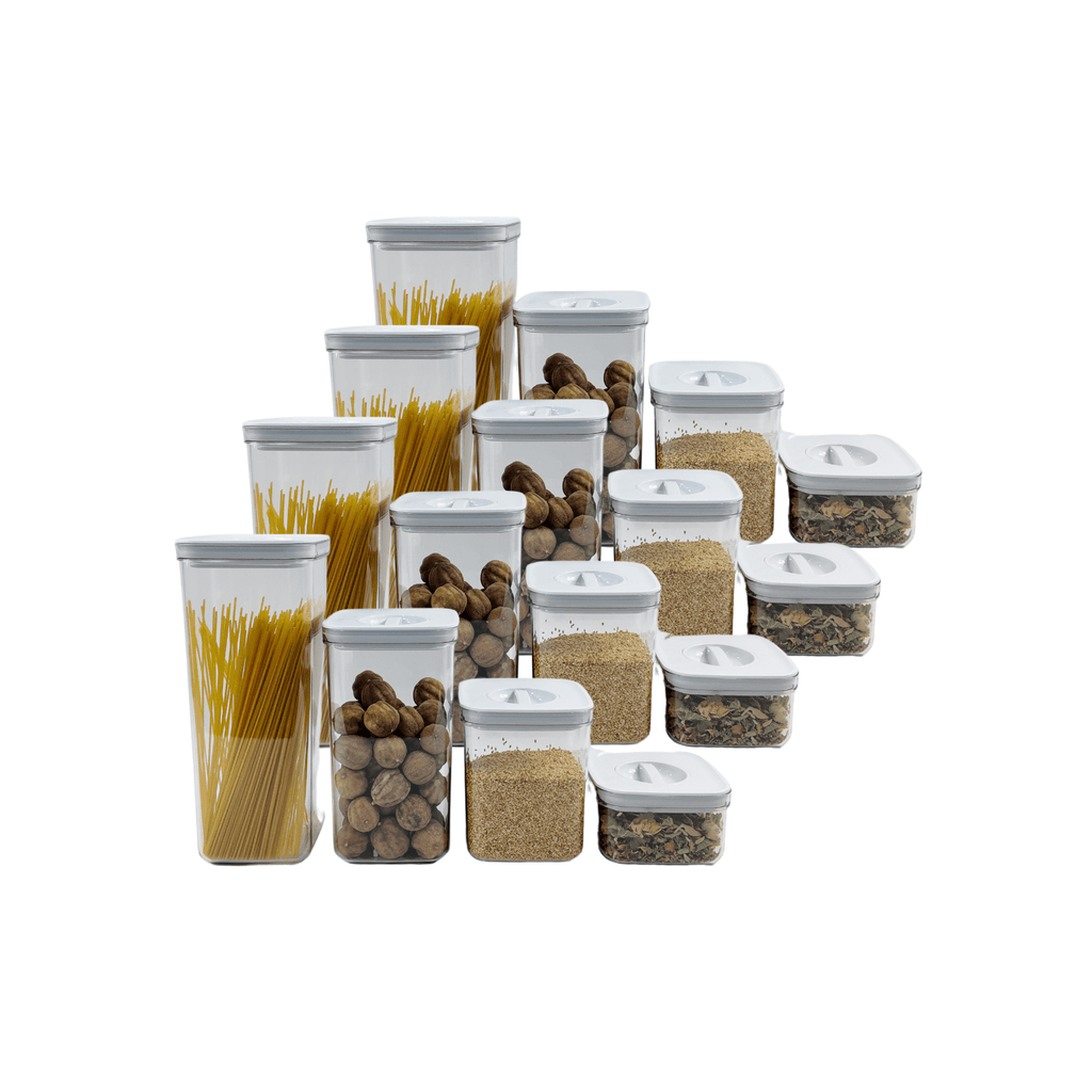 White Twist Canister Set – 16 Pack pantry storage for SueChef kitchenware