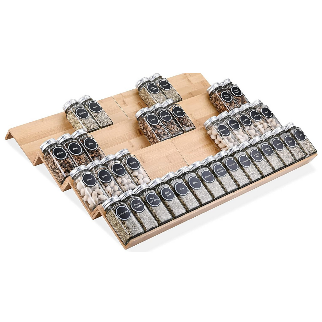 Bamboo Drawer Spice Rack – 4 Piece Set