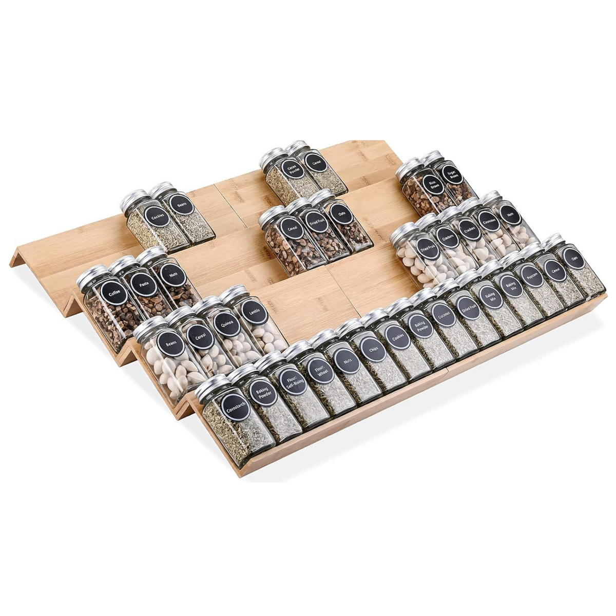Bamboo Drawer Spice Rack – 4 Piece Set