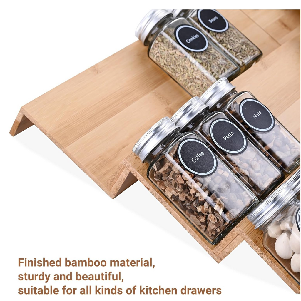 Bamboo Drawer Spice Rack – 4 Piece Set