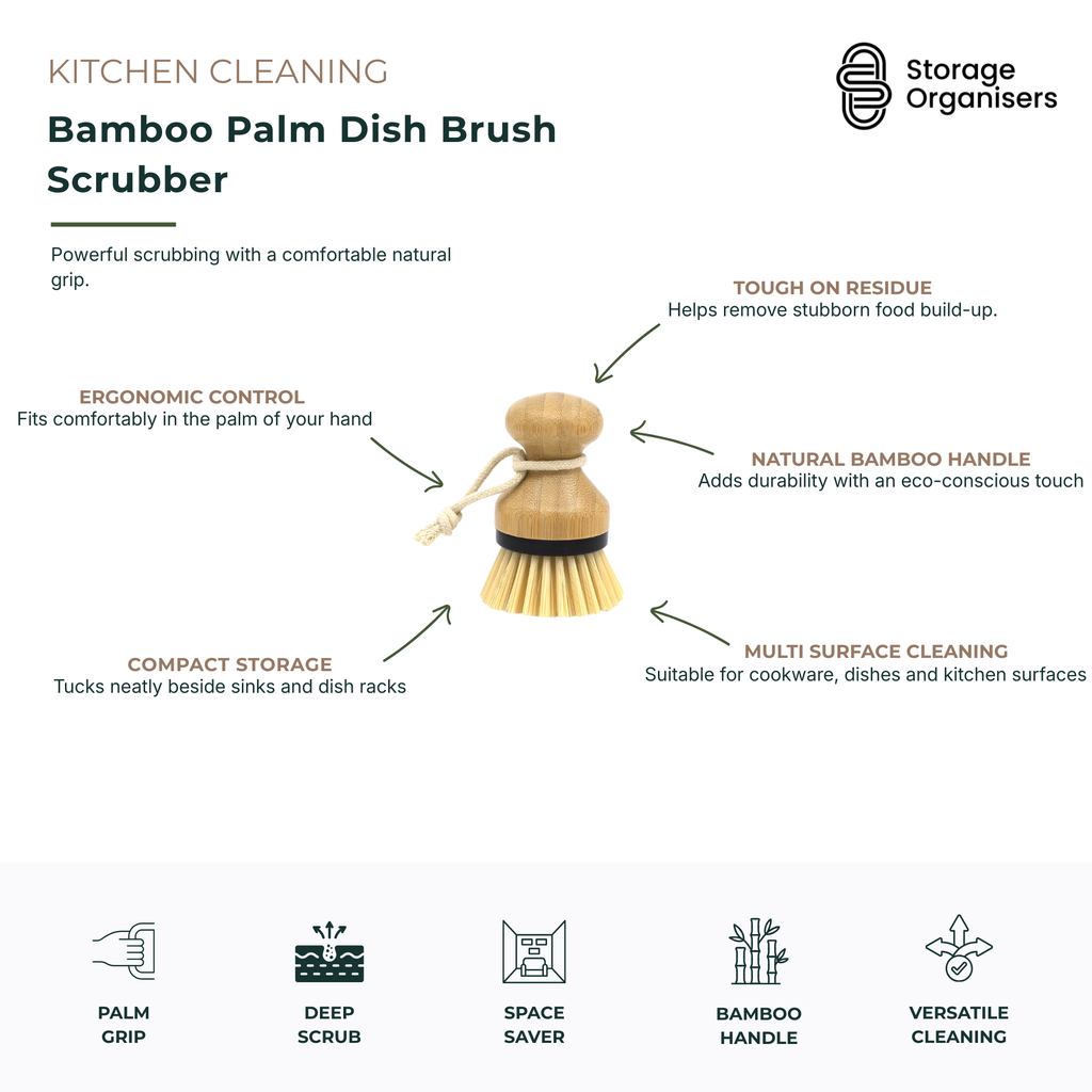 Bamboo Palm Dish Brush Scrubber cleaning brushes for SueChef kitchenware