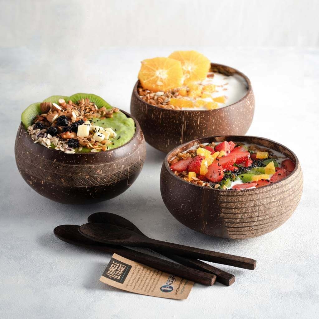 Jungle Culture Coconut Bowls and Spoons Set