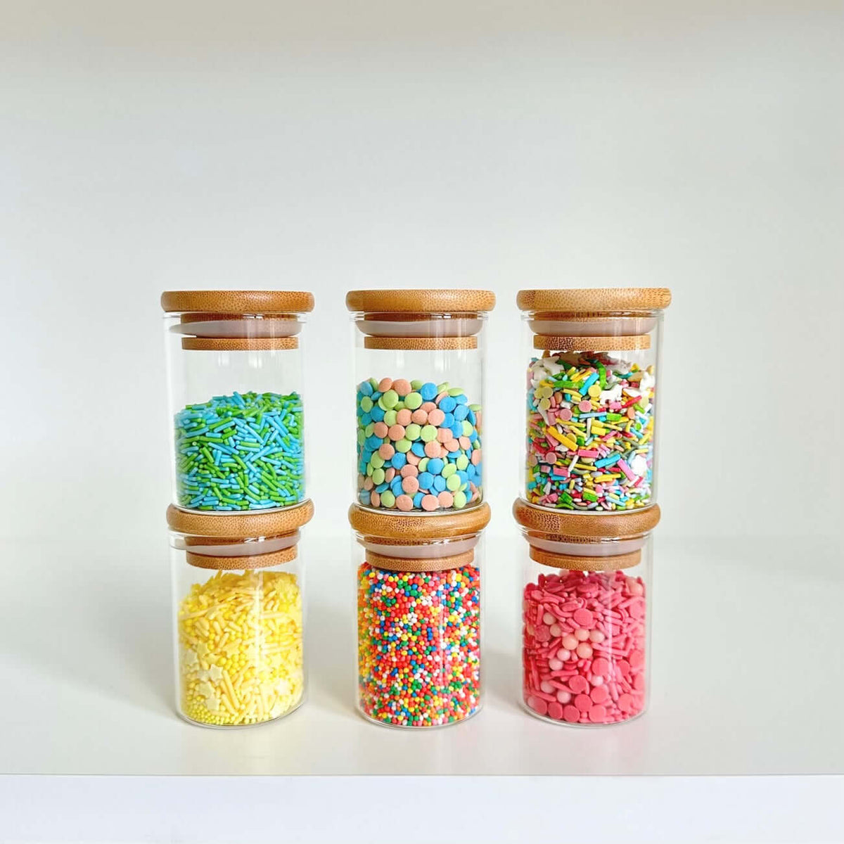 Bamboo Glass Pantry Jar Set – 35 Piece pantry storage for SueChef kitchenware