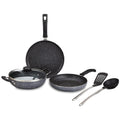 6 Pcs Granite Non-Stick Cookware Set with Spatulas