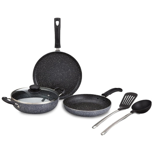 6 Pcs Granite Non-Stick Cookware Set with Spatulas