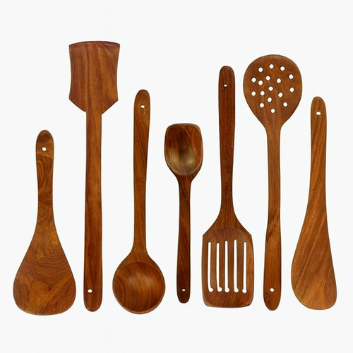 7-Piece Wooden Cooking and Serving Spoon Set