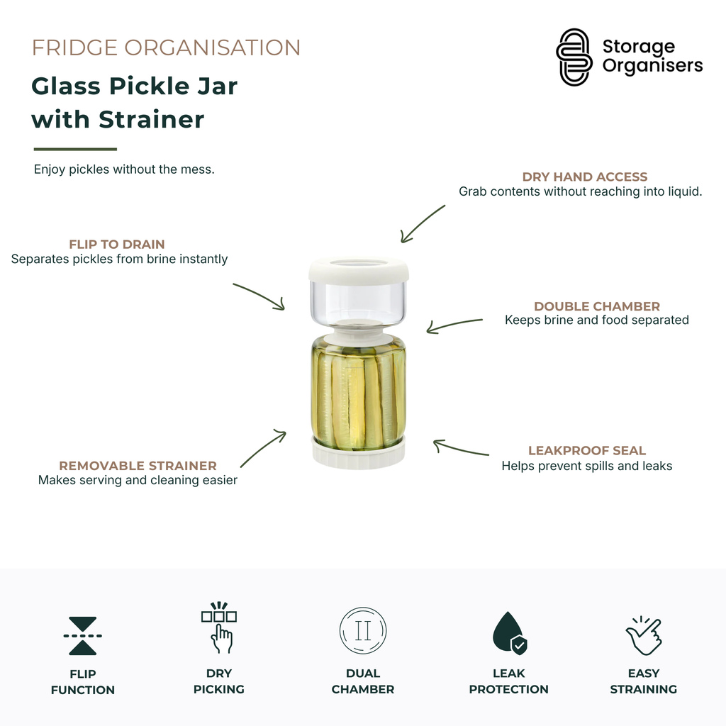 Glass Pickle Jar with Strainer