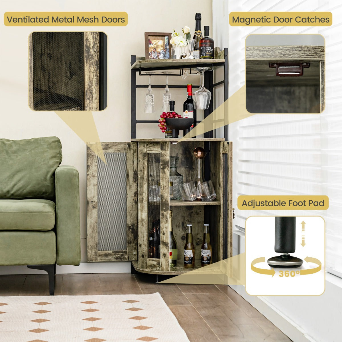 Corner Bar Cabinet – Brown