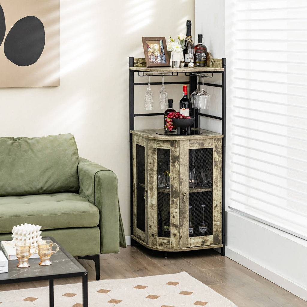 Corner Bar Cabinet – Brown