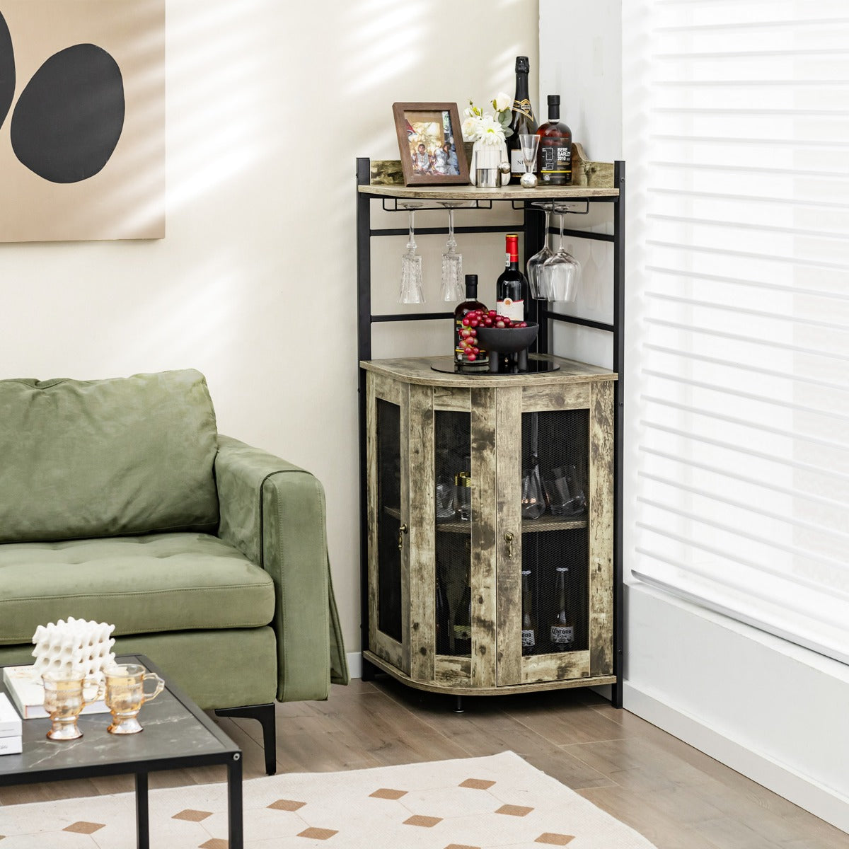 Corner Bar Cabinet – Brown