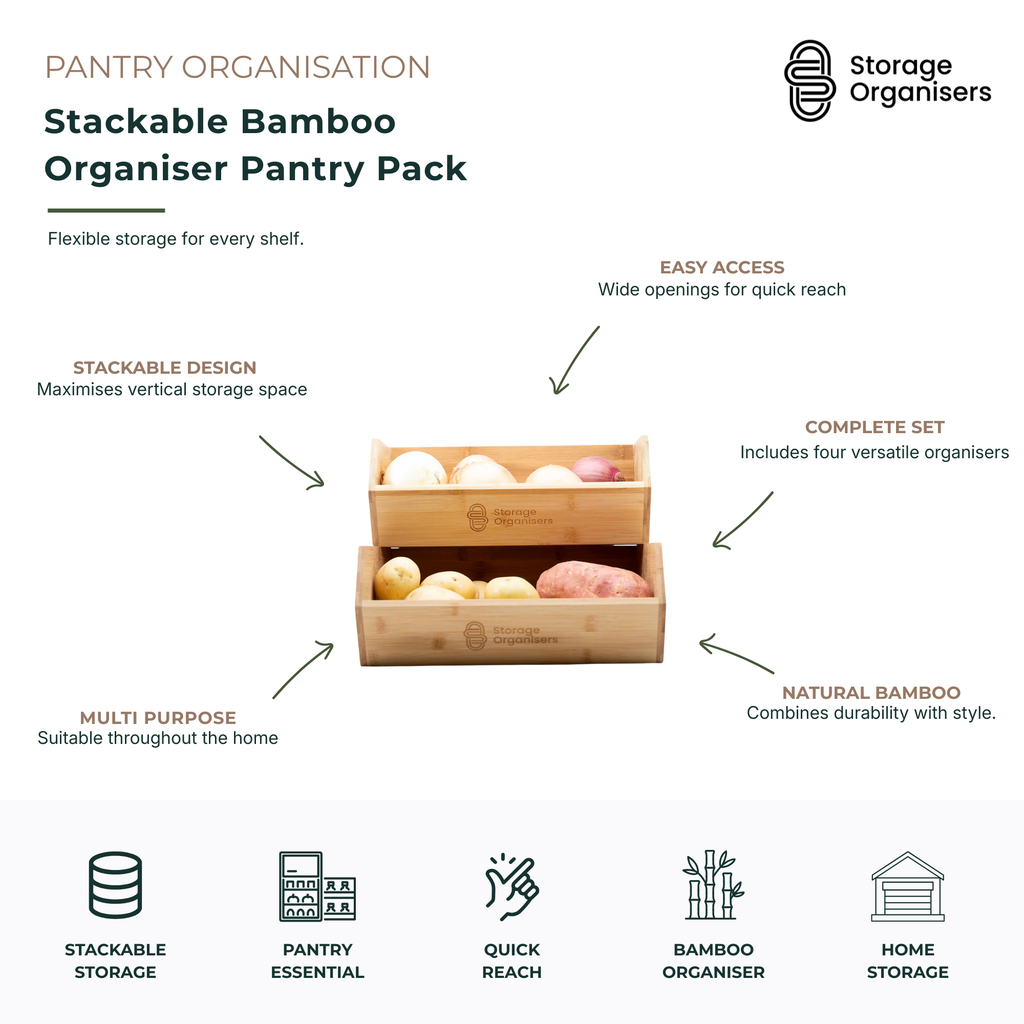 Stackable Bamboo Organiser Pantry Pack